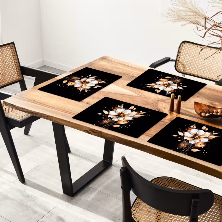 Tischset - 6 Stück - Blume - Farbe - Gold - Graffiti - Modern — 3