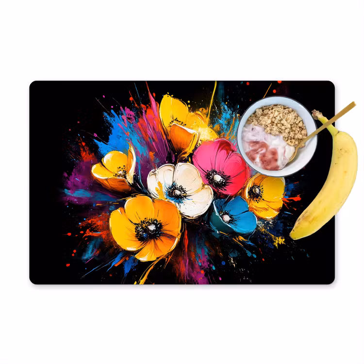 Tischset - 6 Stück - Blumen - Bunt - Graffiti - Modern - Blumenstrauß — 1