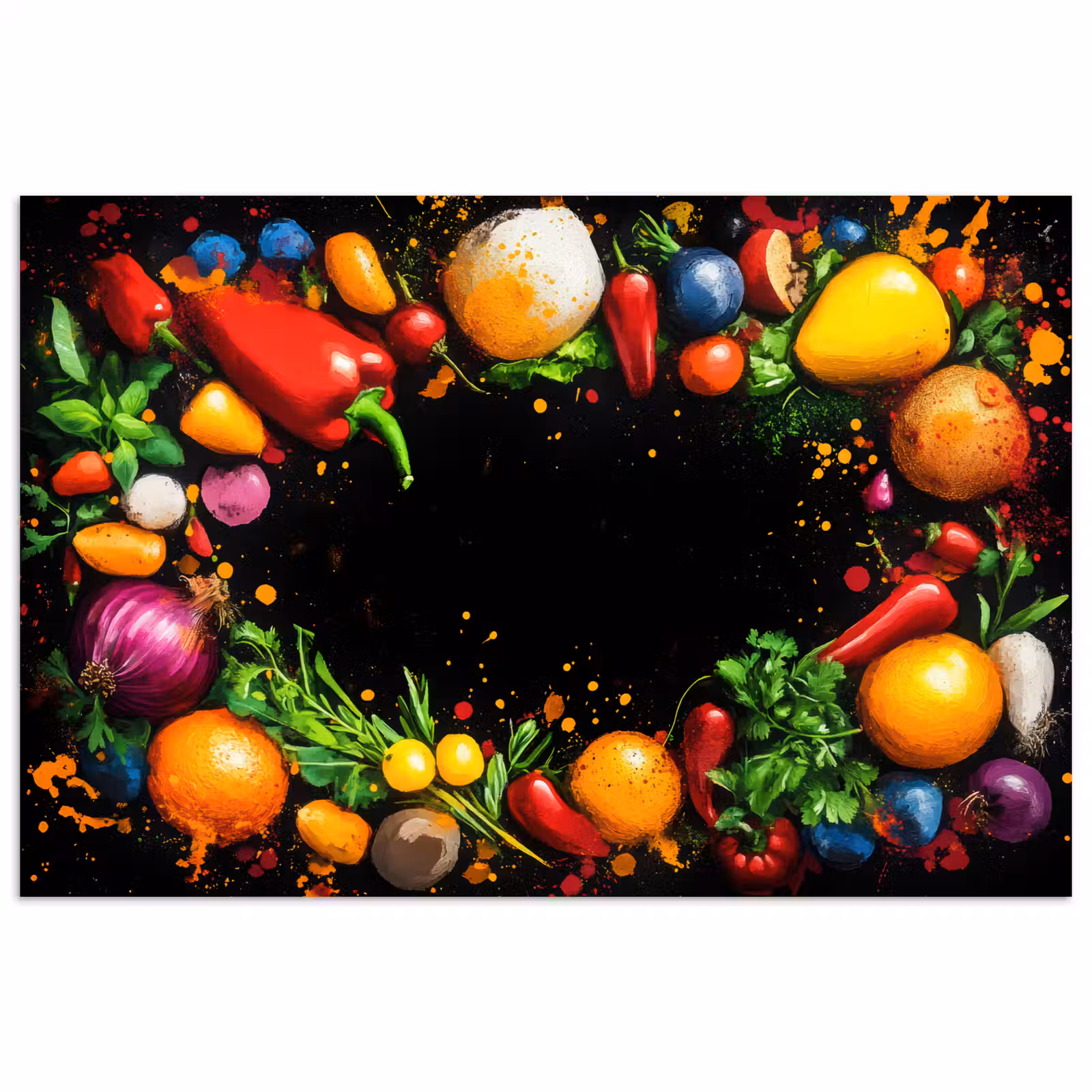 Poster - Gemüse - Graffiti - Farbenfroh - Kochen - Abstrakt — 1