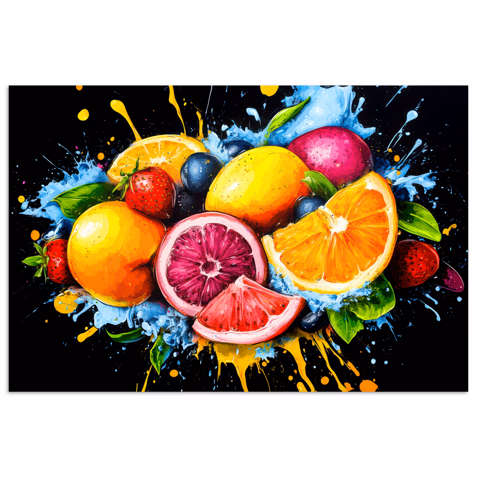Poster - Obst - Graffiti - Bunt - Orange - Erdbeere - Abstrakt — 1