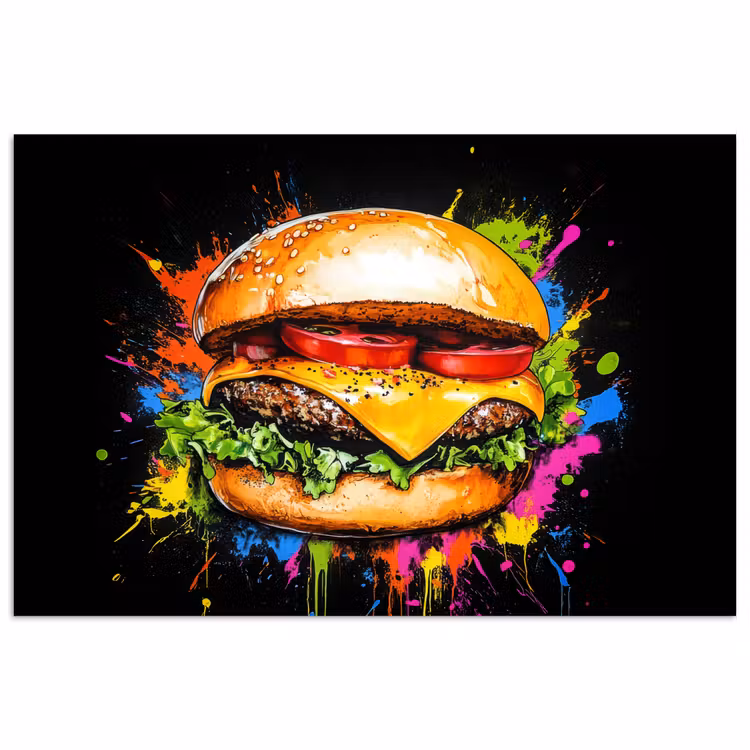 Poster - Hamburger - Graffiti - Farbe - Bunt - Essen - Abstrakt — 1