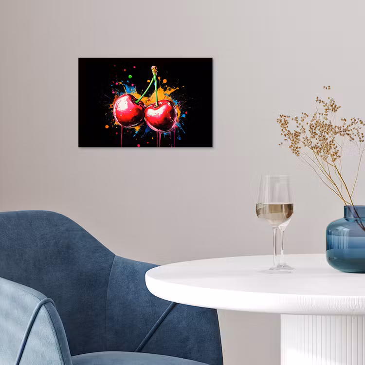 Poster - Kirschen - Obst - Graffiti - Farbe - Abstrakt - Modern - Farbenfroh — 4