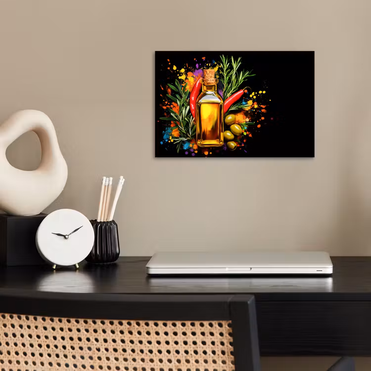 Poster - Olivenöl - Graffiti - Pfeffer - Oliven - Modern — 2