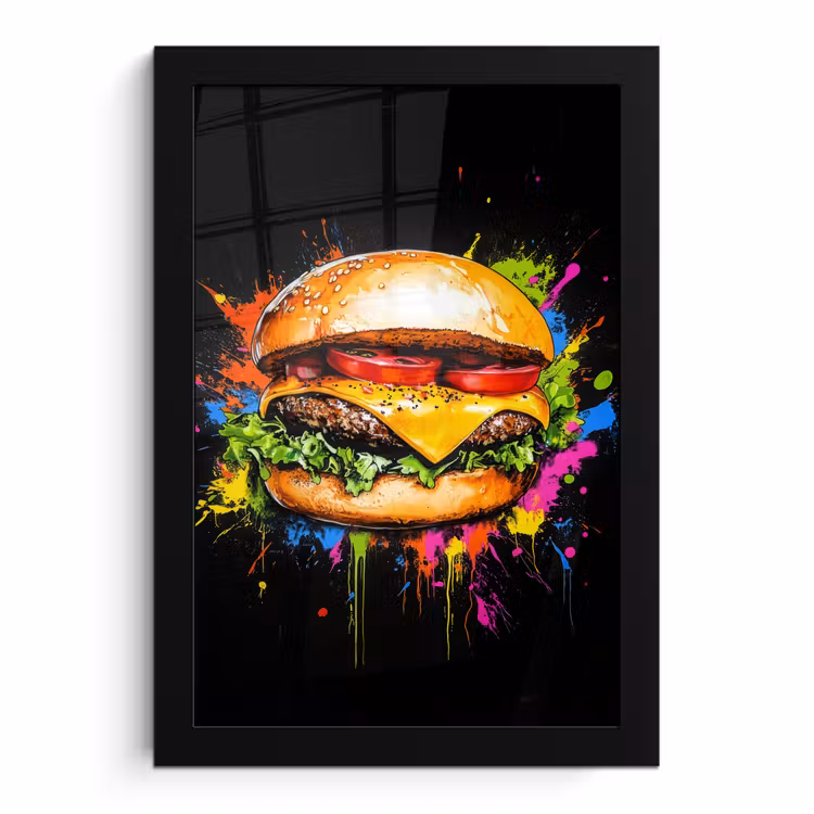 Bilder mit Rahmen - Hamburger - Graffiti - Farbe - Bunt - Essen - Abstrakt — 1