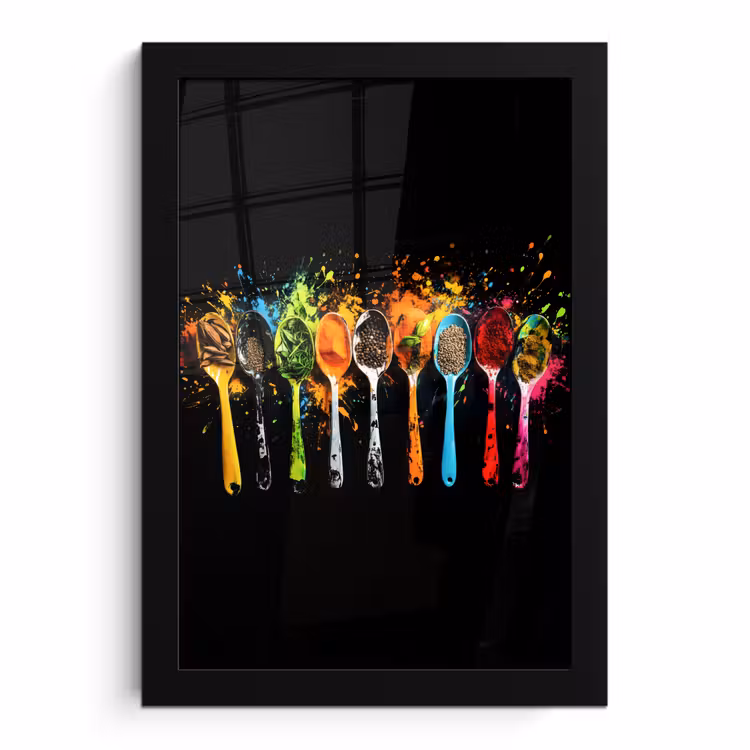 Bilder mit Rahmen - Löffel - Gewürze - Modern - Graffiti - Farbe - Farbenfroh — 1