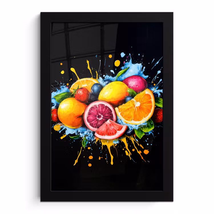Bilder mit Rahmen - Obst - Graffiti - Bunt - Orange - Erdbeere - Abstrakt — 1