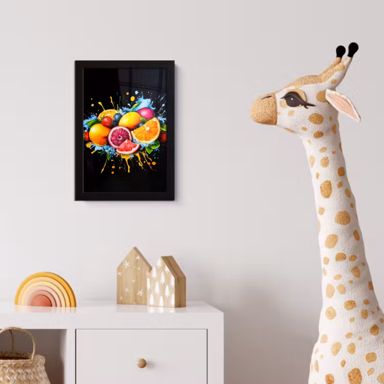 Bilder mit Rahmen - Obst - Graffiti - Bunt - Orange - Erdbeere - Abstrakt — 5