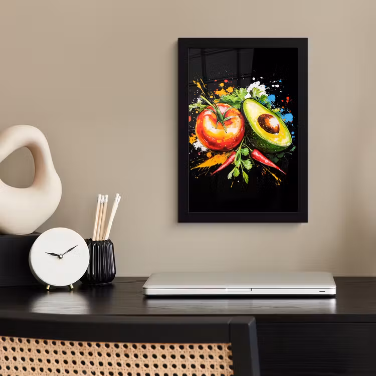 Bilder mit Rahmen - Tomate - Avocado - Paprika - Graffiti - Farbe - Modern — 2