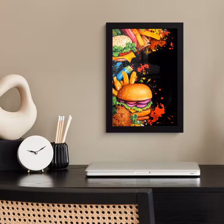 Bilder mit Rahmen - Fastfood - Graffiti - Hamburger - Lebensmittel - Modern — 2