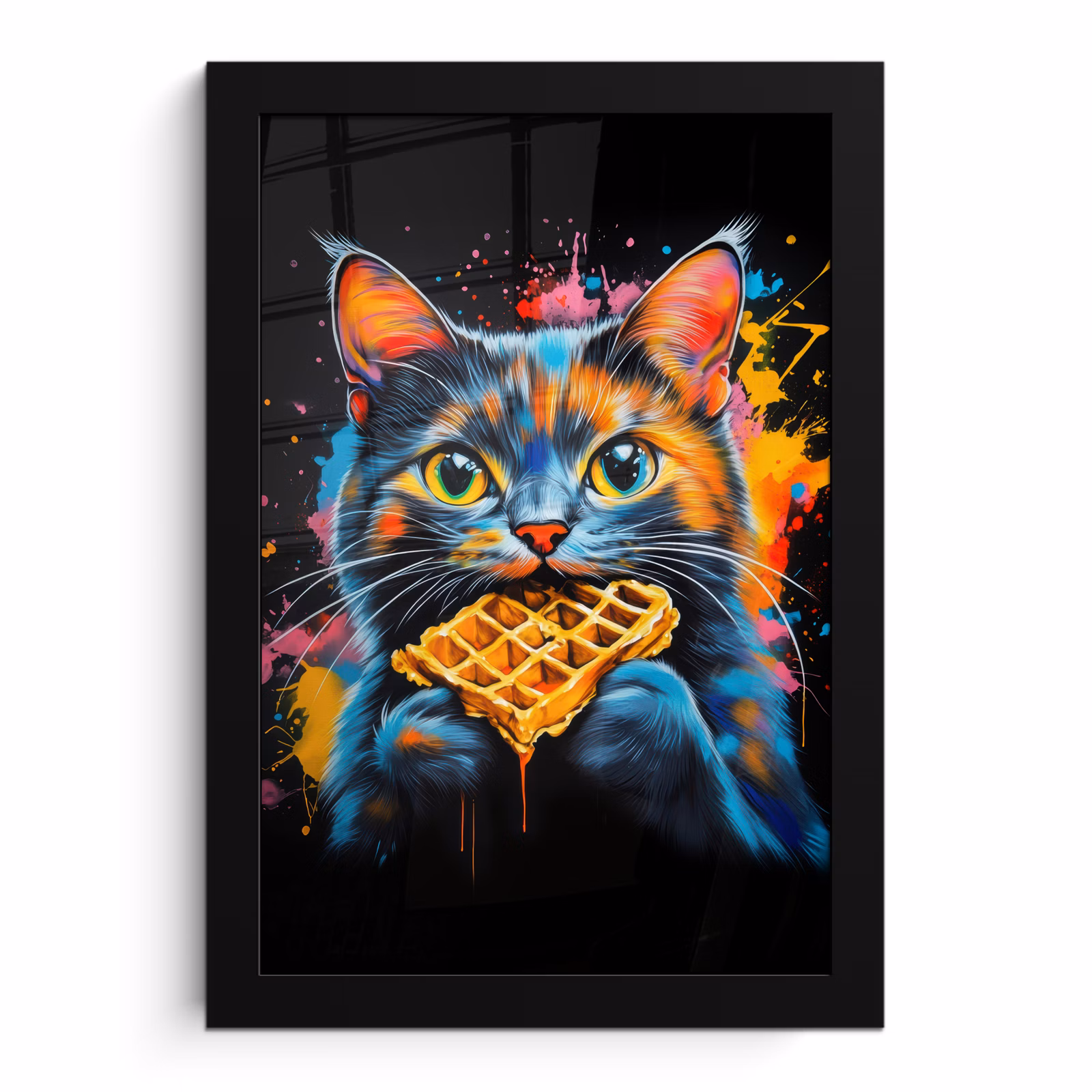 Bilder mit Rahmen - Katze - Graffiti - Bunt - Waffel - Essen — 1