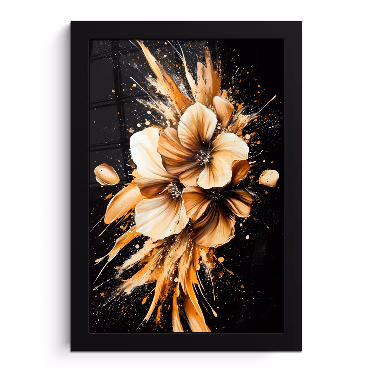 Bilder mit Rahmen - Blumen - Gold - Graffiti - Schwarz - Abstrakt — 1
