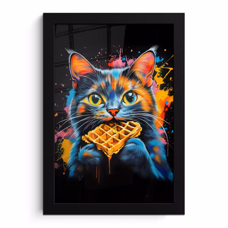 Bilder mit Rahmen - Katze - Graffiti - Bunt - Waffel - Essen — 1
