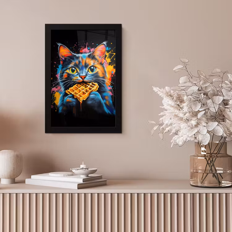 Bilder mit Rahmen - Katze - Graffiti - Bunt - Waffel - Essen — 4