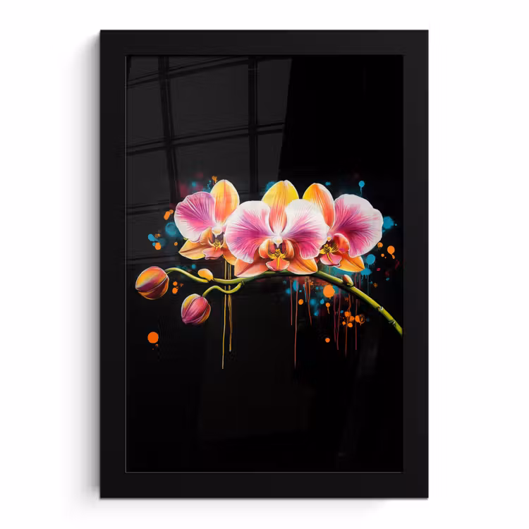 Bilder mit Rahmen - Orchidee - Graffiti - Farbenfroh - Blumen - Abstrakt — 1