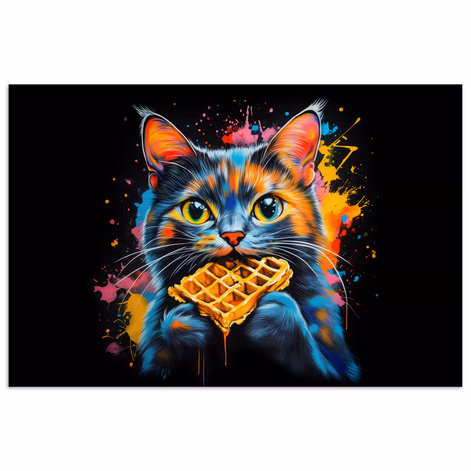 Poster - Katze - Graffiti - Bunt - Waffel - Essen — 1