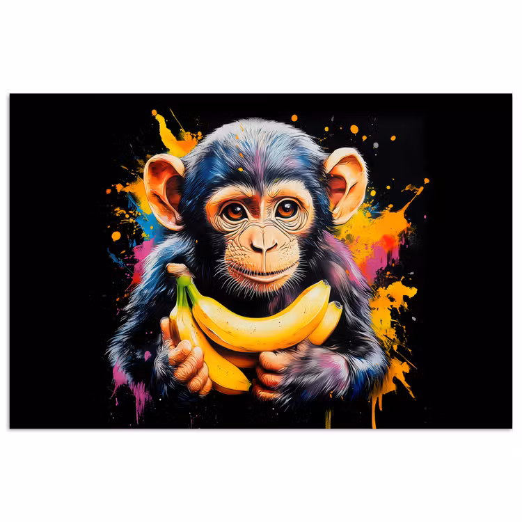 Poster - Affe - Graffiti - Farbenfroh - Bananen - Modern — 1