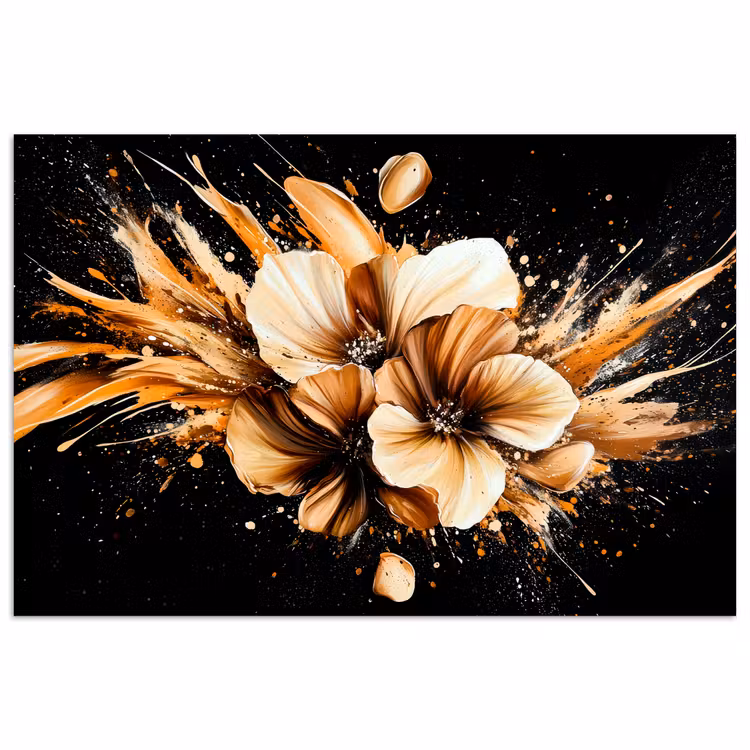 Poster - Blumen - Gold - Graffiti - Schwarz - Abstrakt — 1