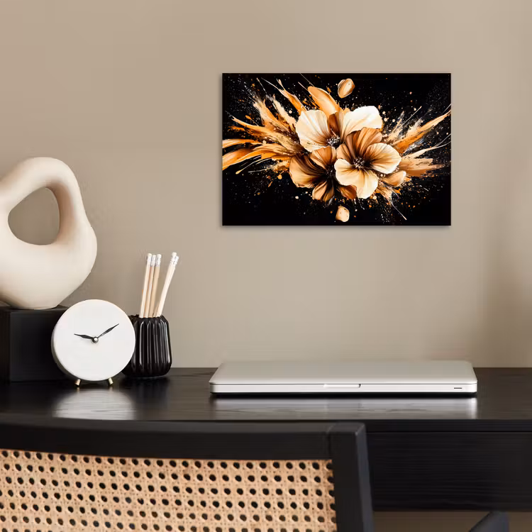 Poster - Blumen - Gold - Graffiti - Schwarz - Abstrakt — 2