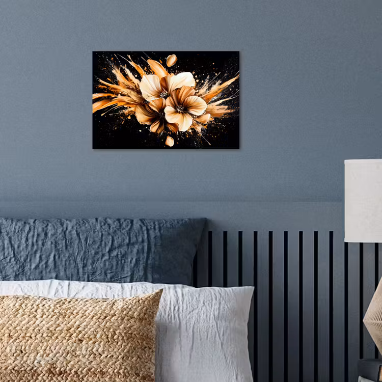 Poster - Blumen - Gold - Graffiti - Schwarz - Abstrakt — 3