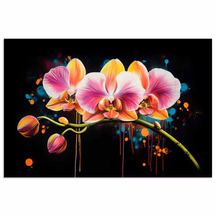 Poster - Orchidee - Graffiti - Farbenfroh - Blumen - Abstrakt — 1
