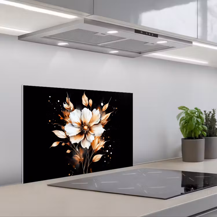 Spritzschutz Küche - Blume - Farbe - Gold - Graffiti - Modern — 1