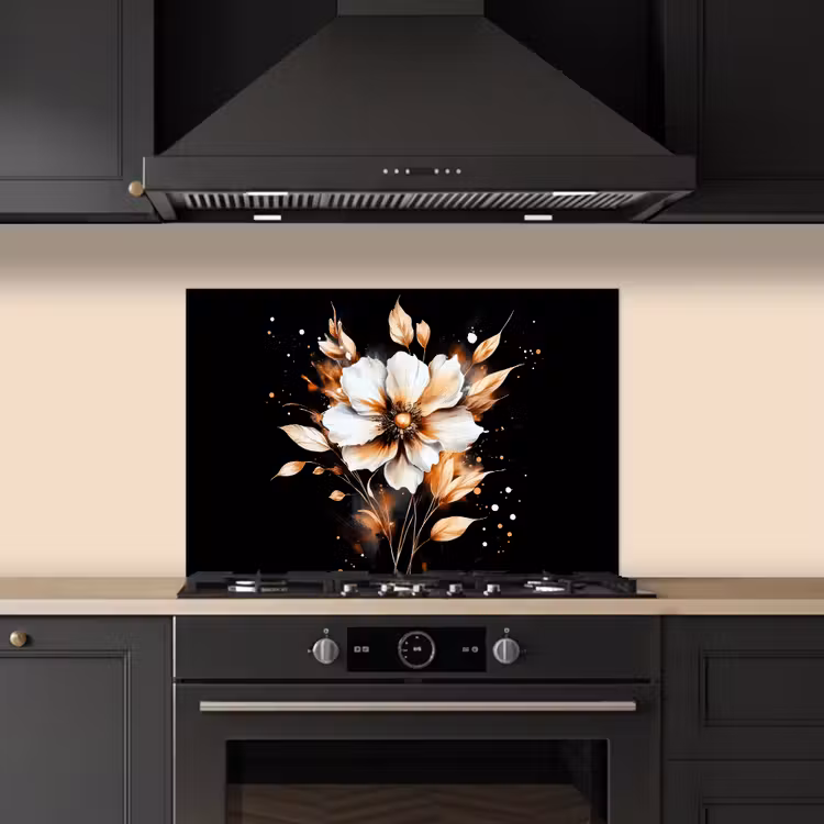 Spritzschutz Küche - Blume - Farbe - Gold - Graffiti - Modern — 6