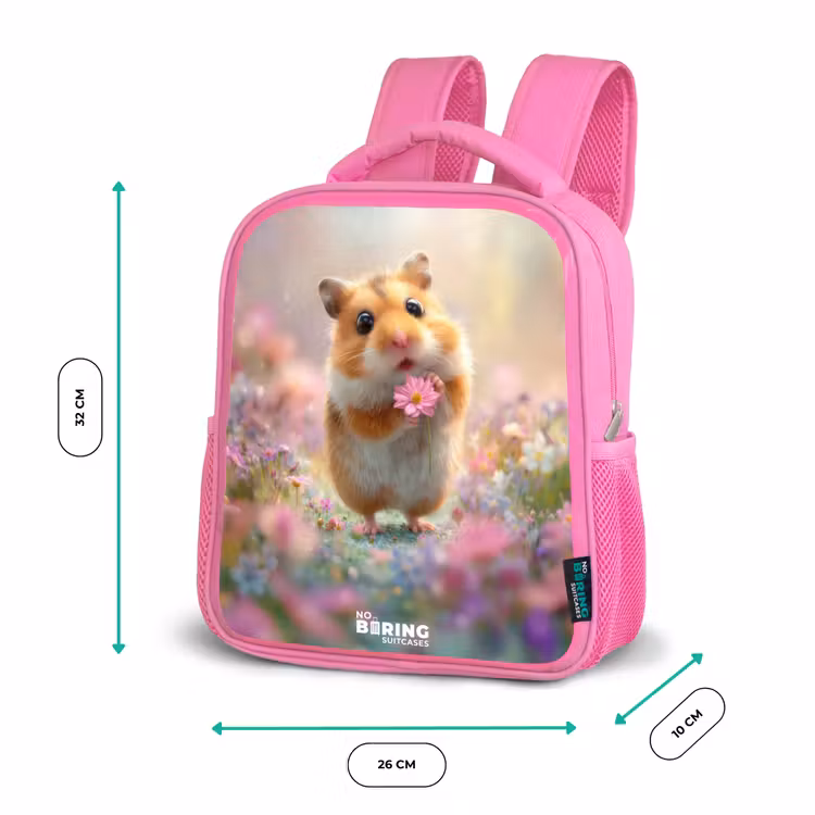 Rucksack Kind - Rosa - Hamster - Blume - Natur - Tier — 4