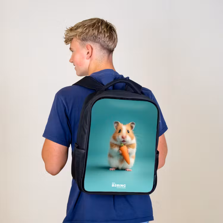 Kinderrucksack - Schwarz - Hamster - Karotte - Tier — 5