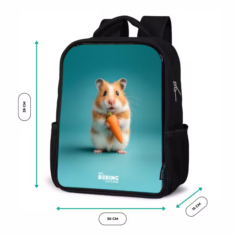 Kinderrucksack - Schwarz - Hamster - Karotte - Tier — 8