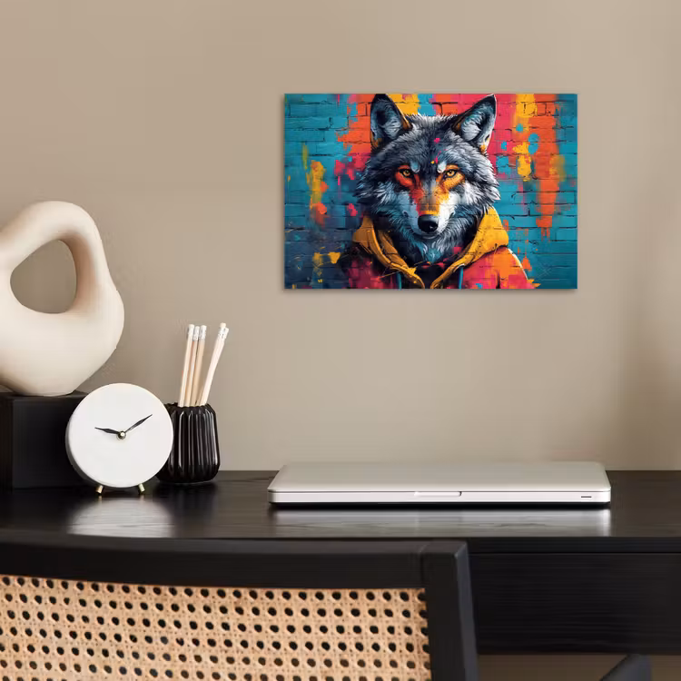 Poster - Graffiti - Wolf - Straßenkunst - Blau — 2