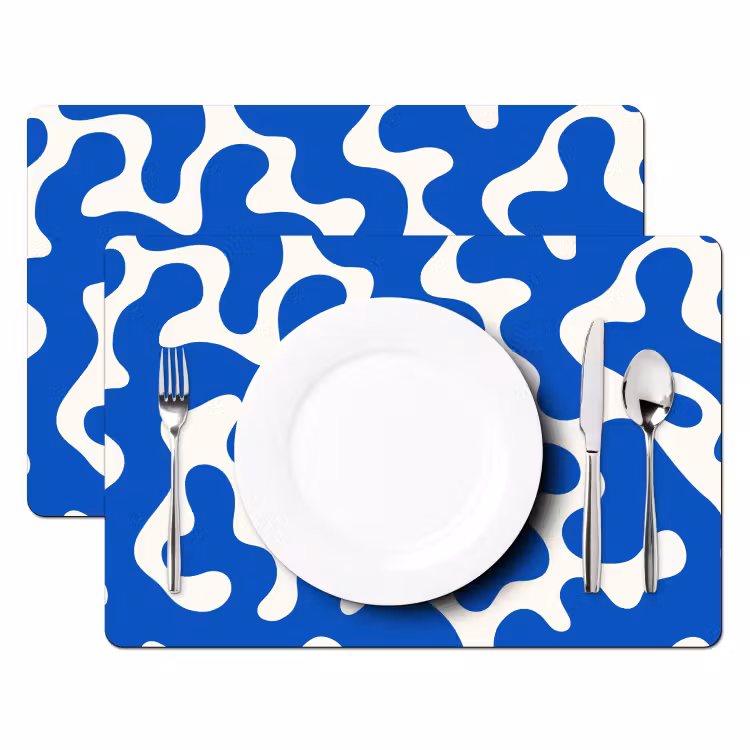 Tischset - 6 Stück - Formen - Abstrakt - Blau - Wellen — 2