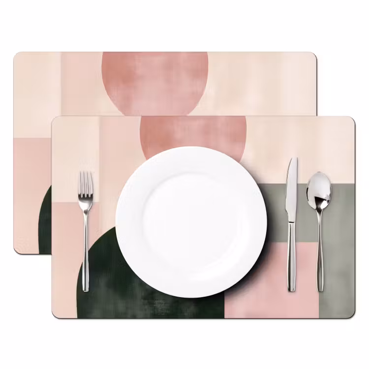 Tischset - 6 Stück - Formen - Abstrakt - Kreis - Schwarz — 2