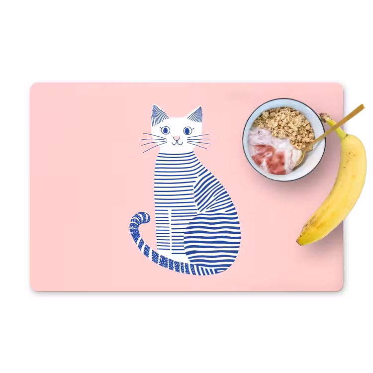 Tischset - 6 Stück - Katze - Illustration - Minimalistisch - Rosa — 1
