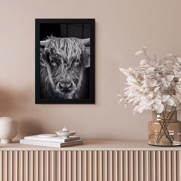 Bilder mit Rahmen - Schottischer Highlander - Schwarz - Kuh - Tiere — 4