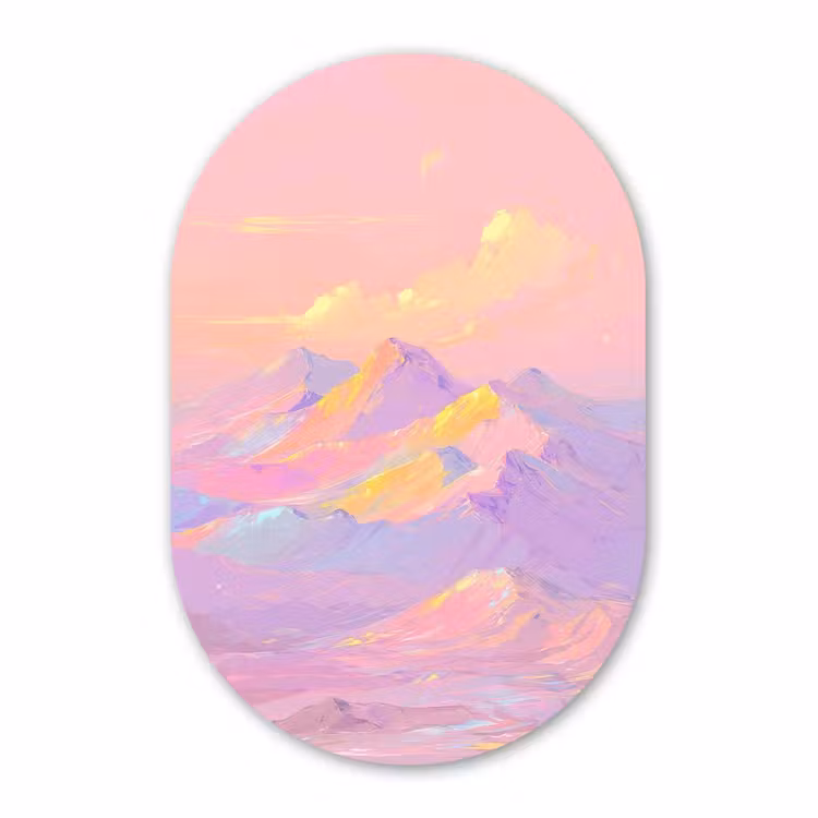Glasbild Oval - Berggipfel - Wolken - Verträumt — 1