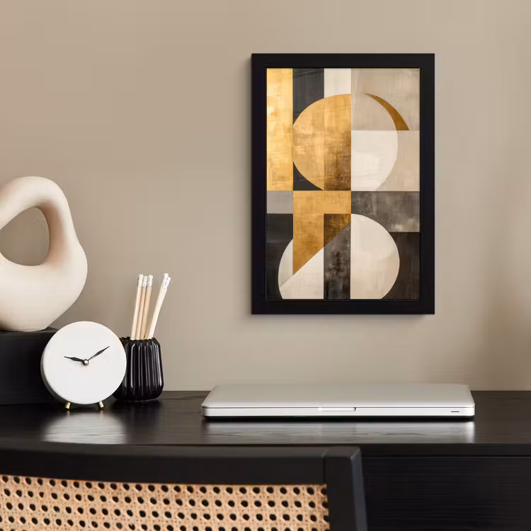 Bilder mit Rahmen - Abstrakt - Gold - Grau - Formen - Geometrisch — 2