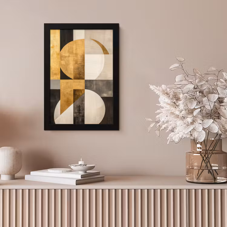 Bilder mit Rahmen - Abstrakt - Gold - Grau - Formen - Geometrisch — 4