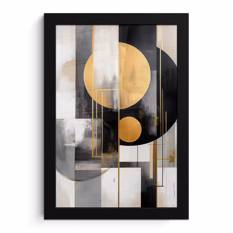 Bilder mit Rahmen - Abstrakt - Gold - Silber - Formen - Ästhetisch - Modern — 1