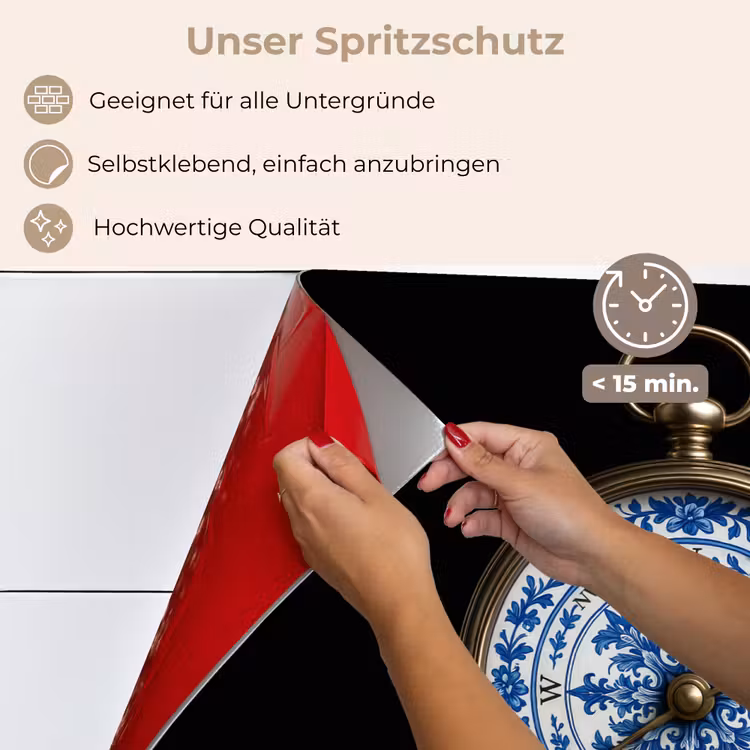 Spritzschutz Küche - Kompass - Delfter Blau - Schwarz — 5