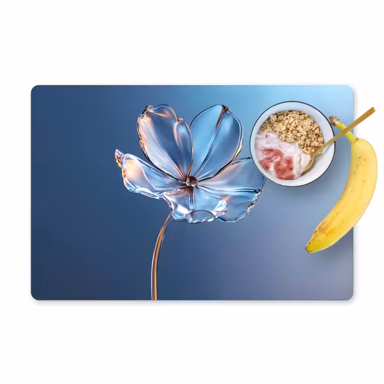 Tischset - 6 Stück - Blau - Blume - Gläser - Verziert — 1