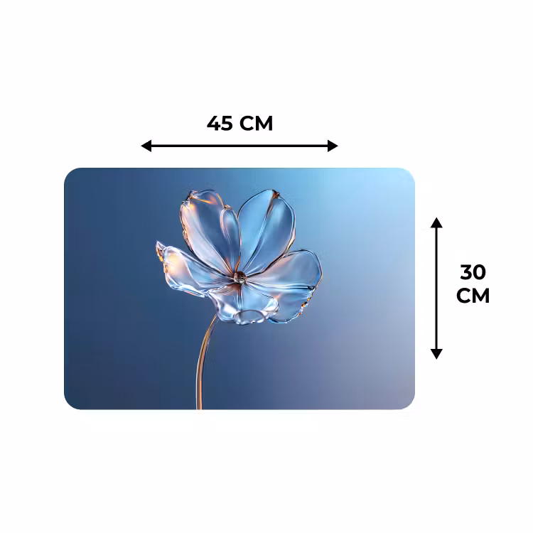 Tischset - 6 Stück - Blau - Blume - Gläser - Verziert — 3