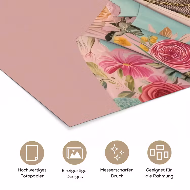Poster - Faultier - Blumendruck - Brille - Rosa — 5