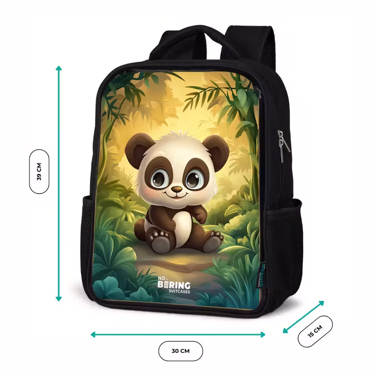 Kinderrucksack mit Namen - Schwarz - Panda - Bambuswald - Grün — 8