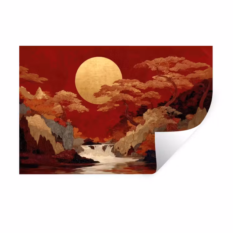 Wandtattoo – Vollmond - Landschaft - Wasserfall — 1
