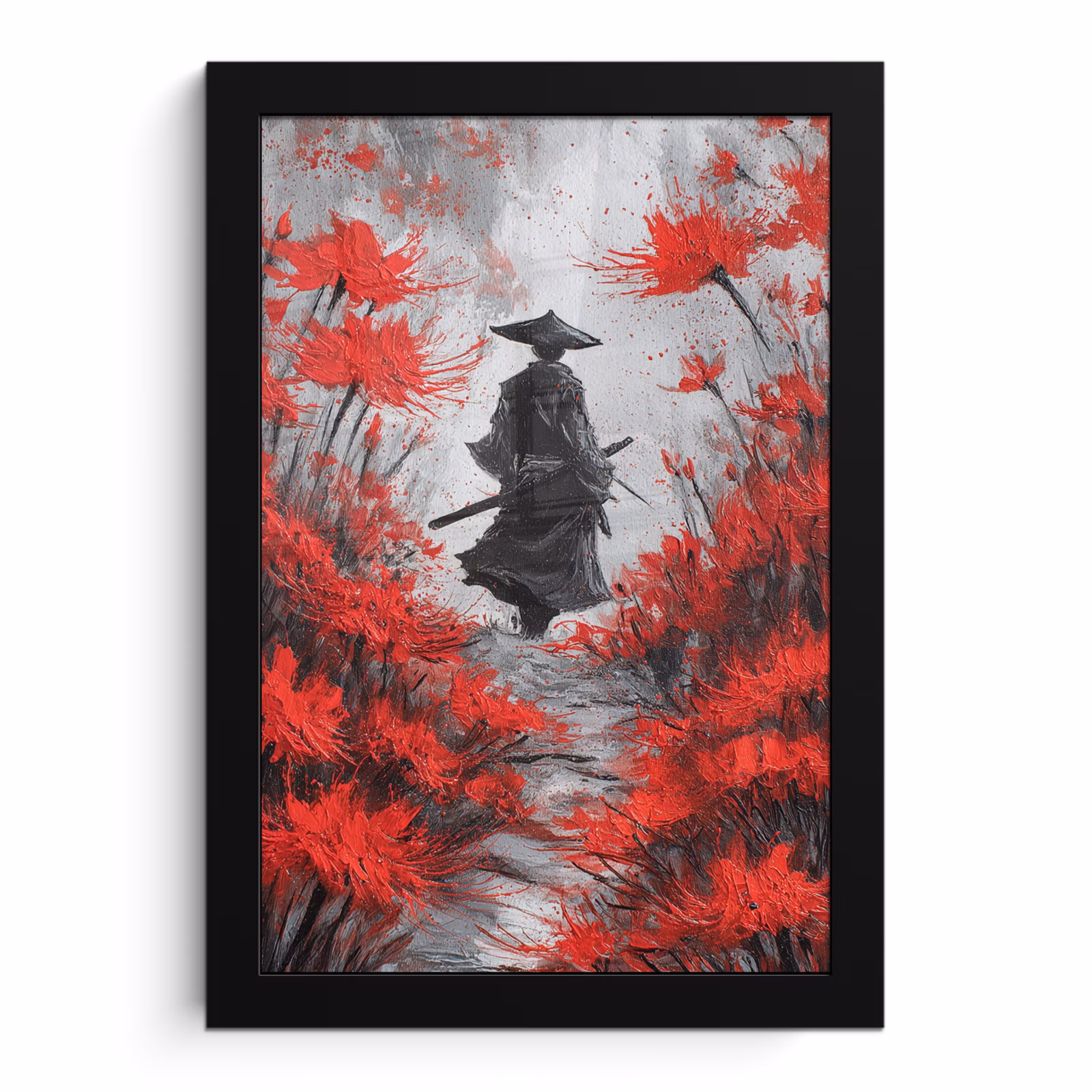 Bilder mit Rahmen - Rote Blumen - neblig - Mann — 1