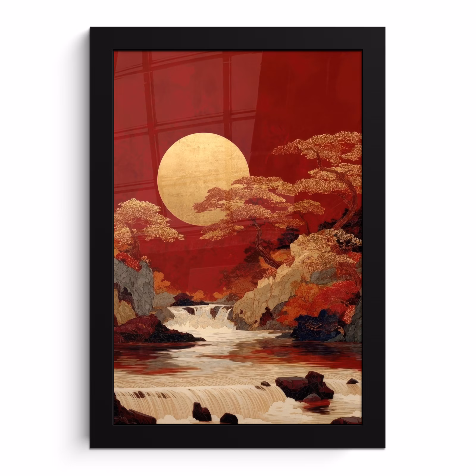Bilder mit Rahmen - Vollmond - Landschaft - Wasserfall — 1