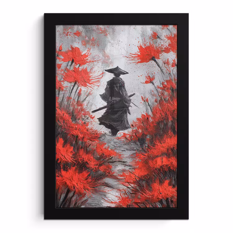 Bilder mit Rahmen - Rote Blumen - neblig - Mann — 1
