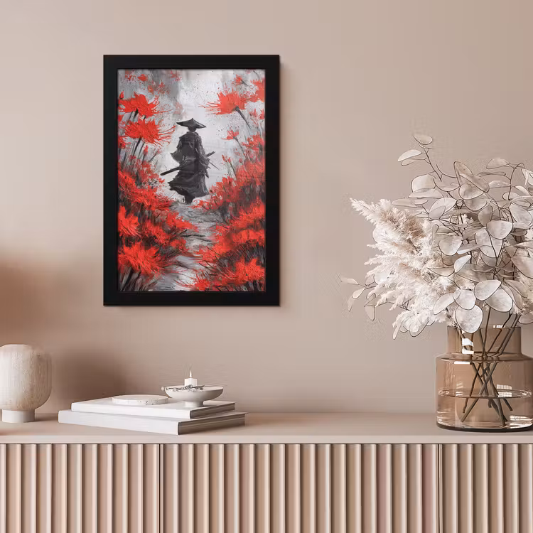 Bilder mit Rahmen - Rote Blumen - neblig - Mann — 4