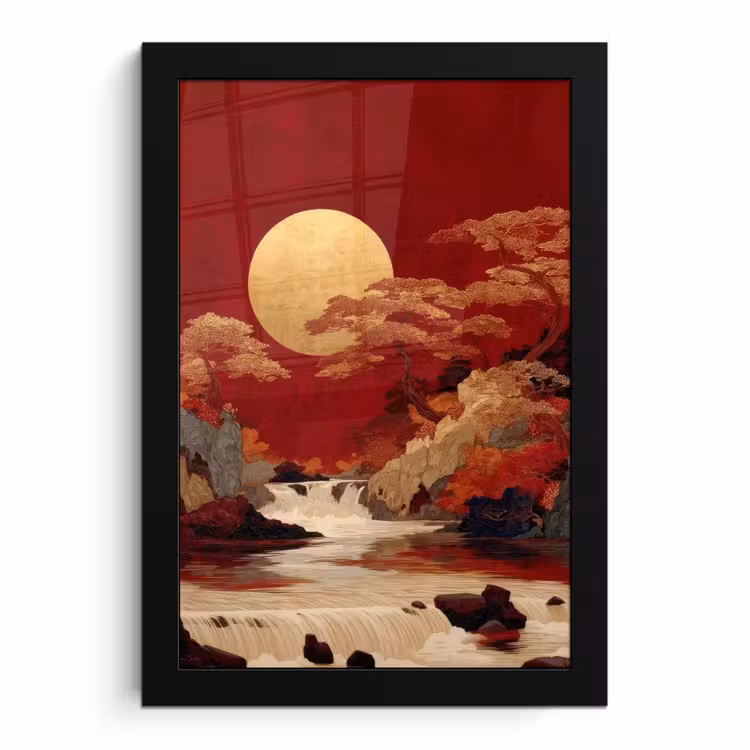 Bilder mit Rahmen - Vollmond - Landschaft - Wasserfall — 1