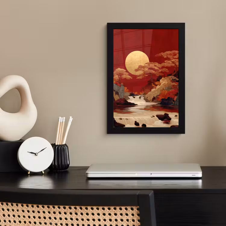 Bilder mit Rahmen - Vollmond - Landschaft - Wasserfall — 2